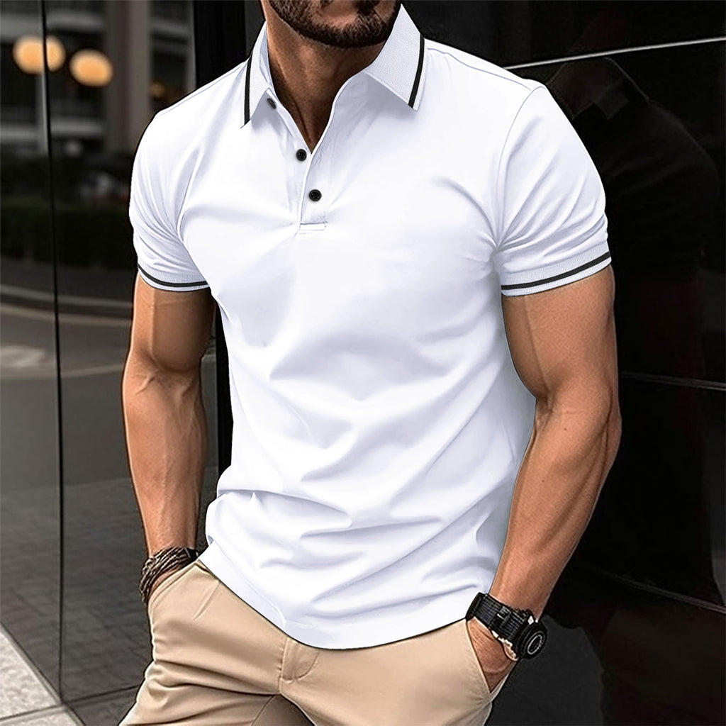 men's button rib collar sports polo shirt