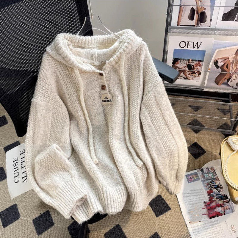 Loose Hooded Knit Sweater