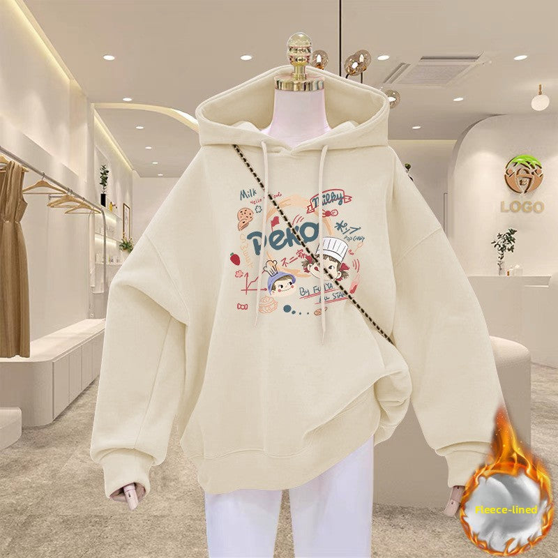 Fleece-lined and thickened sweatshirt