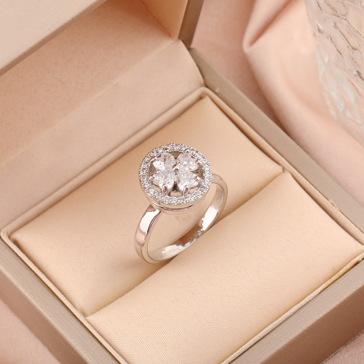 Adjustable Spinning Zircon Copper Ring