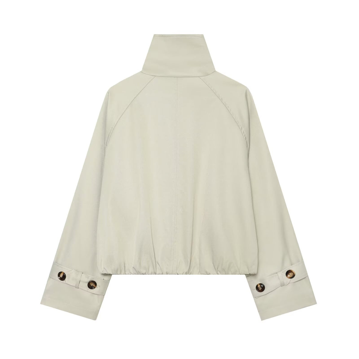 Double-breasted high-neck short coat