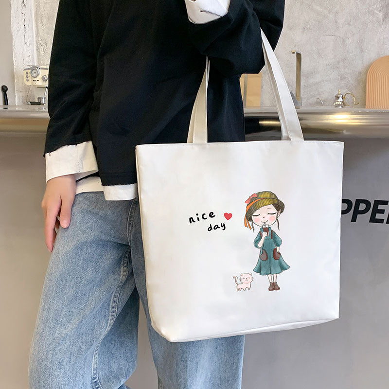 Canvas Tote Bag with Trendy Prints