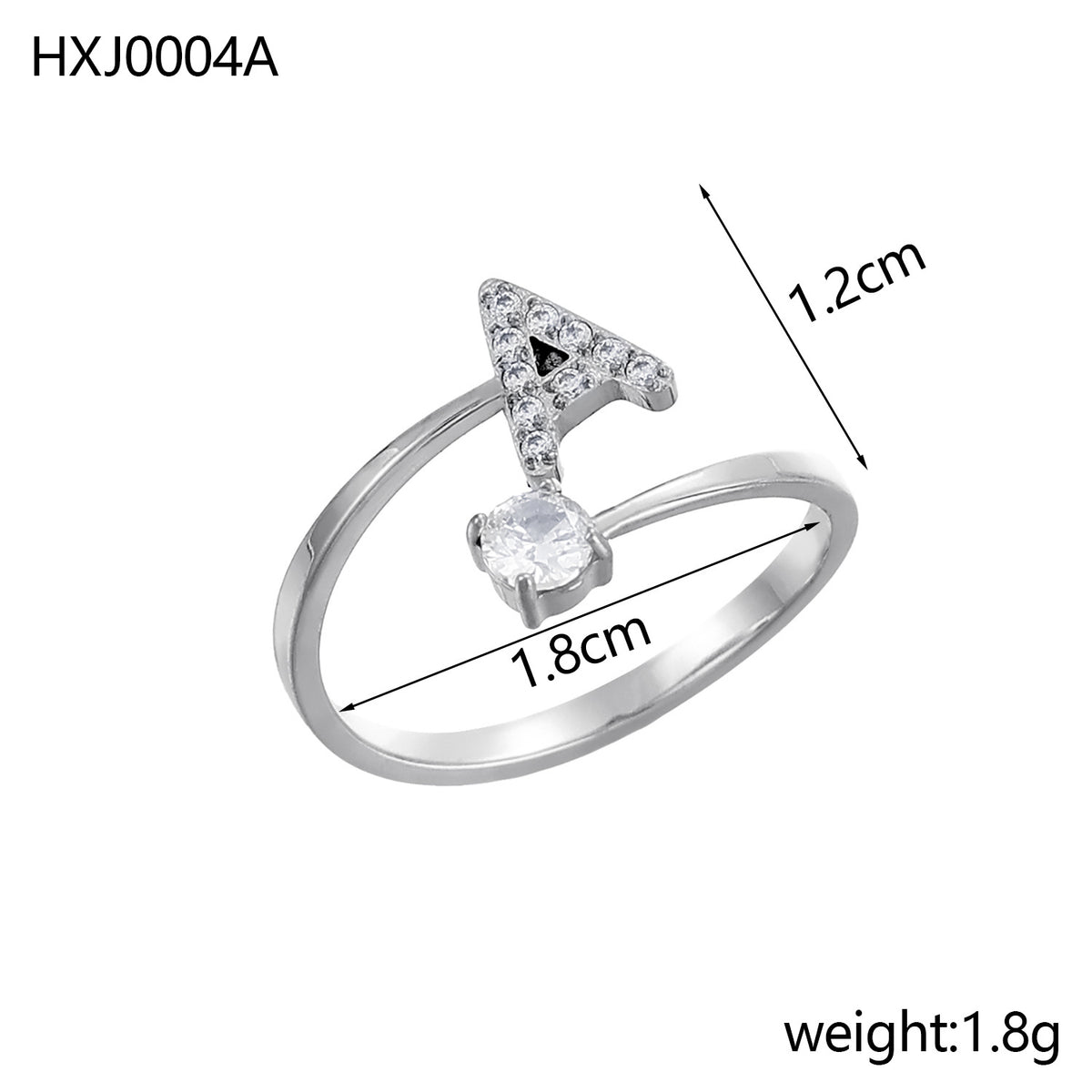 Letter Open Ring with Diamond Accents