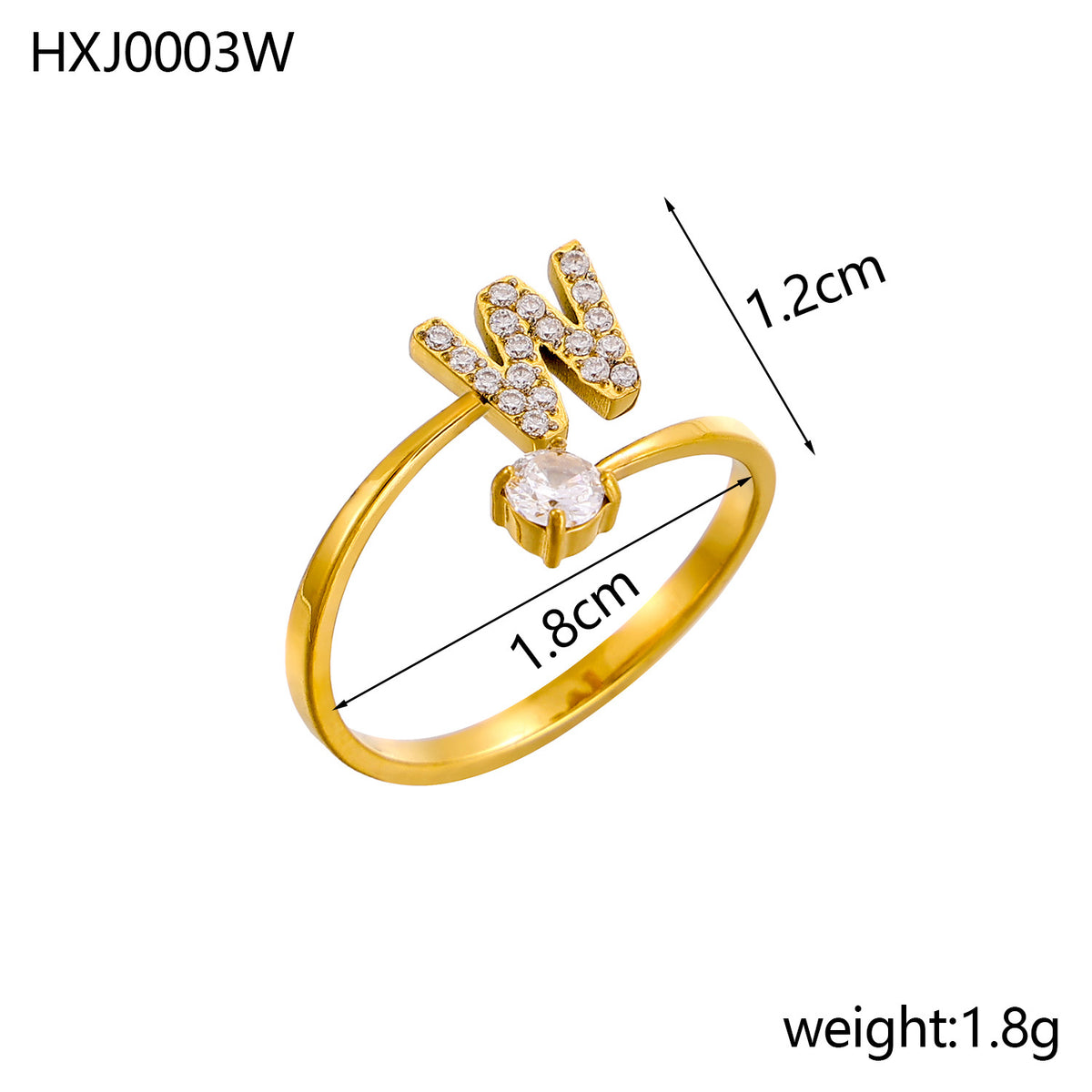 Letter Open Ring with Diamond Accents