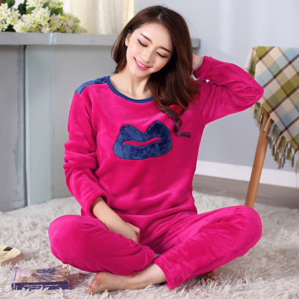 Plush Flannel Pajama Set with Whimsical Graphic Print