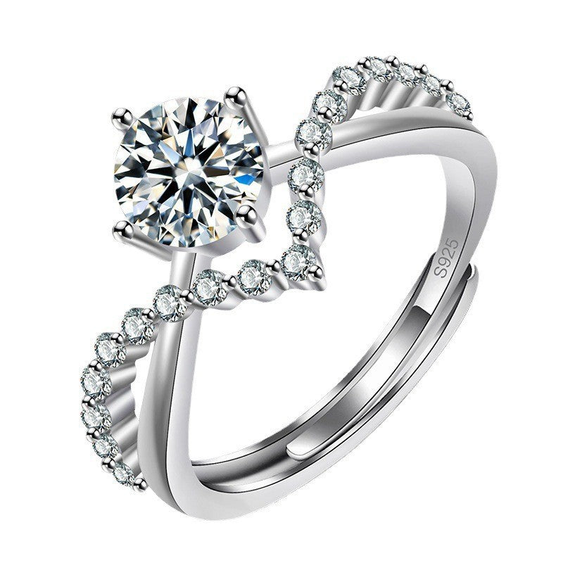 Radiant Hearts Diamond Simulant Adjustable Ring
