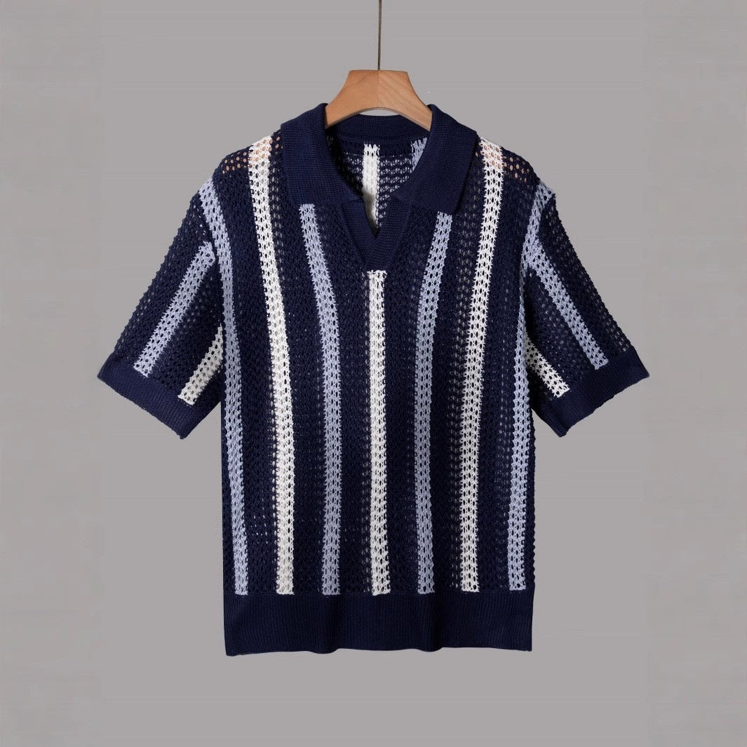 Geometric Color Block Polo Shirt