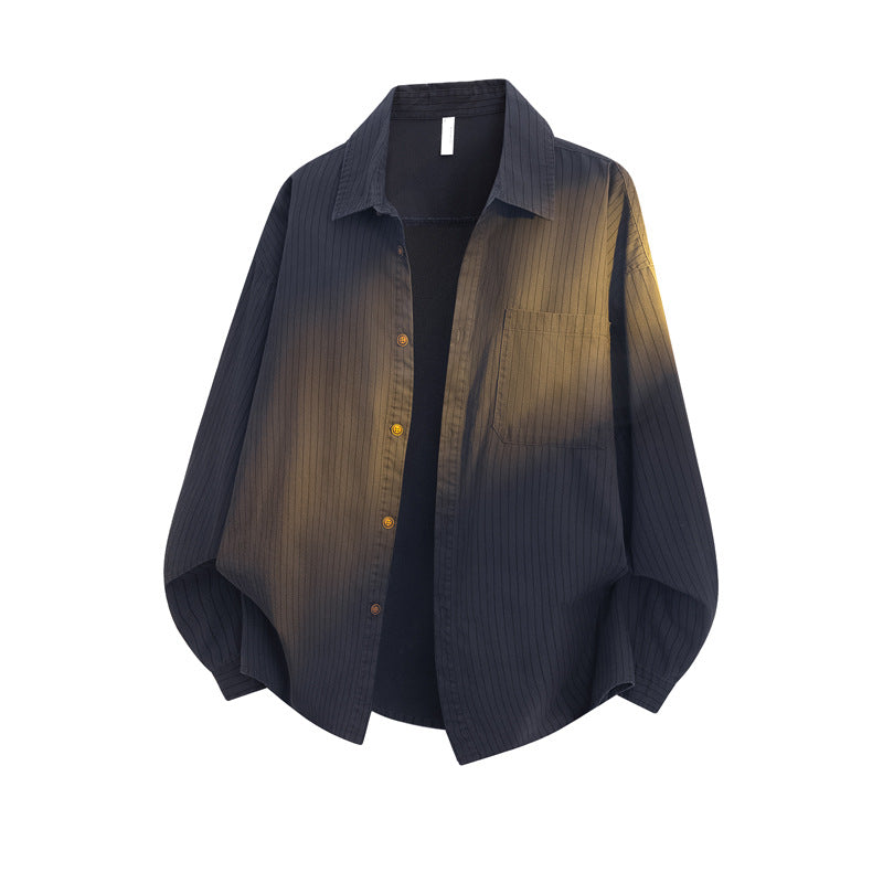 Mens Striped Cotton Shirt - 100% Cotton, Wrinkle-Free, Relaxed Fit