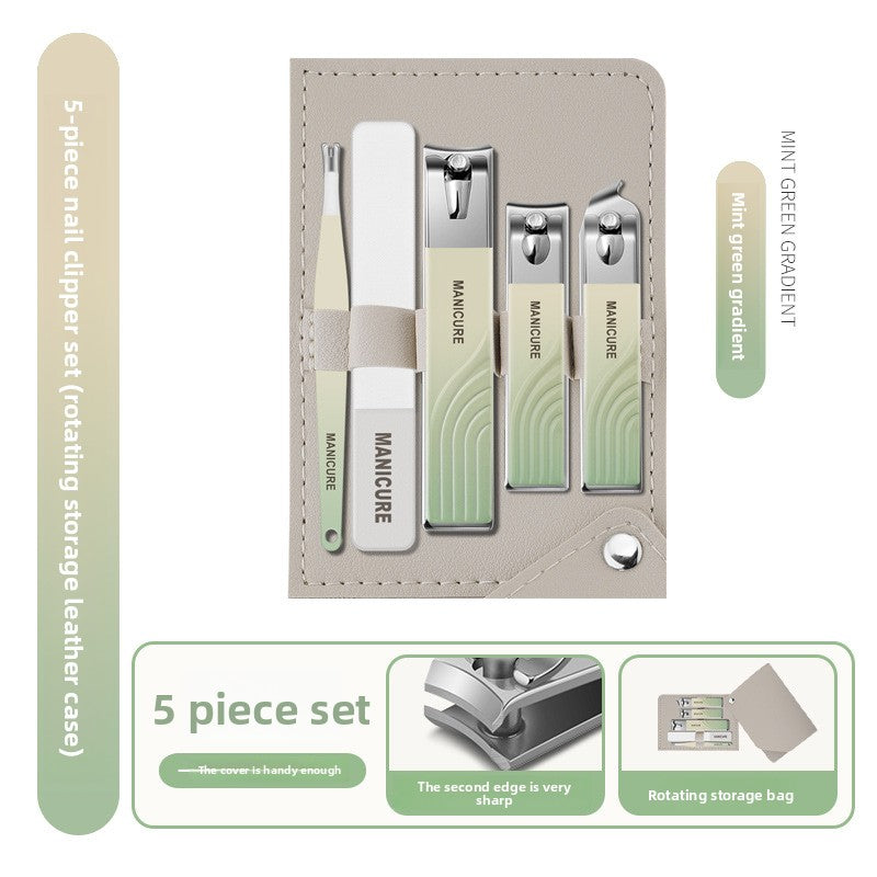 A 5-piece stainless steel nail clipper storage box set