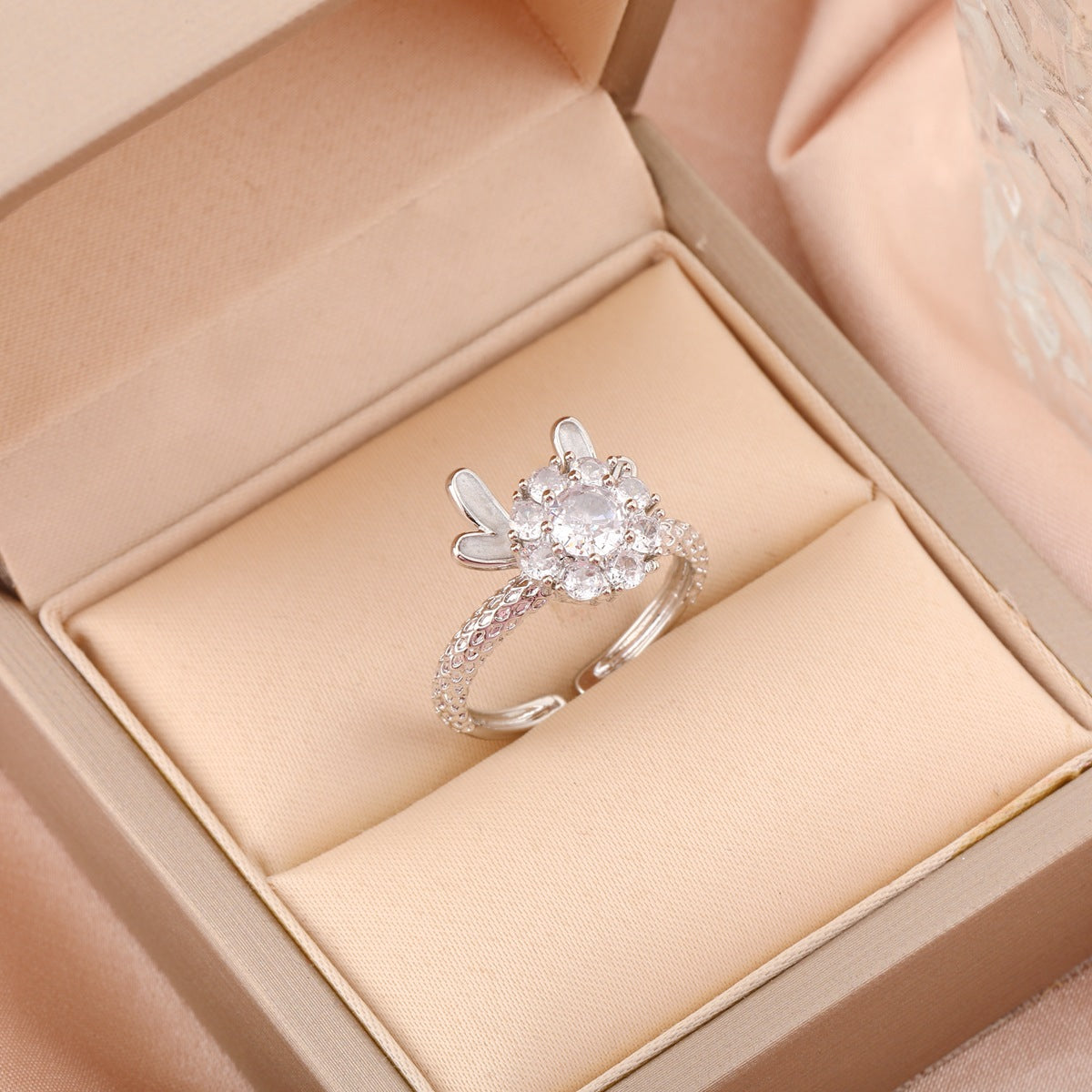 Adjustable Spinning Zircon Copper Ring