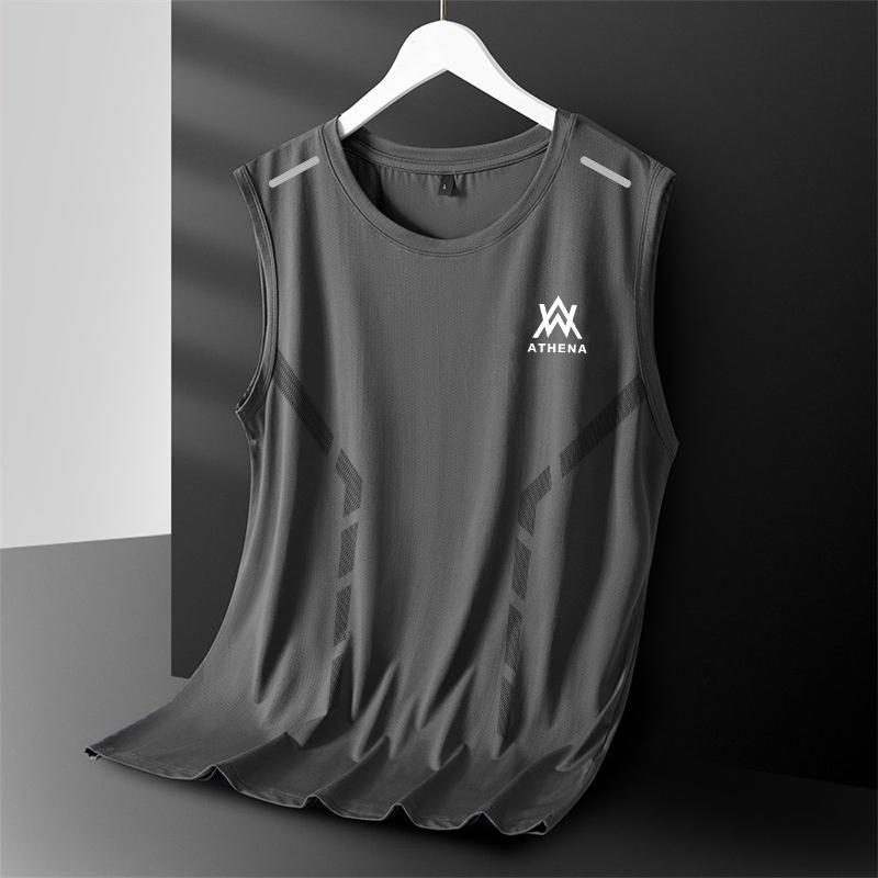 Men's Quick-Dry Mesh Sports Vest with Geometric Patterns