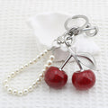 Pearl chain cherry keychain