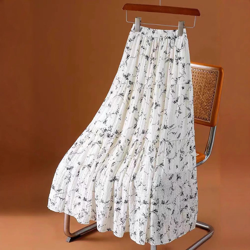 Floral Print Chiffon Midi Skirt