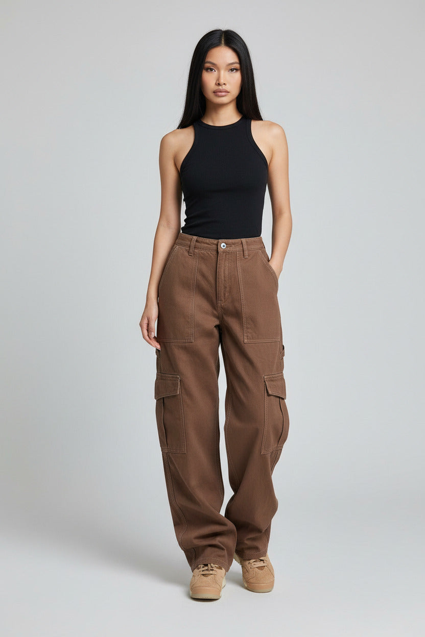 Straight Leg High Waist Denim Pants