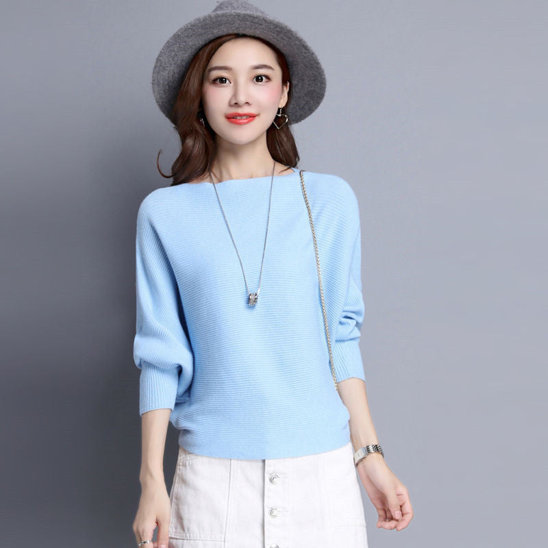 Solid Color Pullover Short Long Sleeve Knit Base Shirt