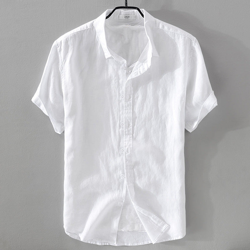 Pure Linen Casual Shirt - Lightweight Loose Fit Short Sleeve