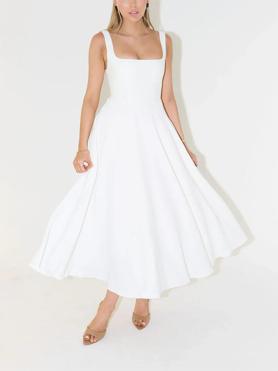 Verve A-Line Midi Dress with Straps