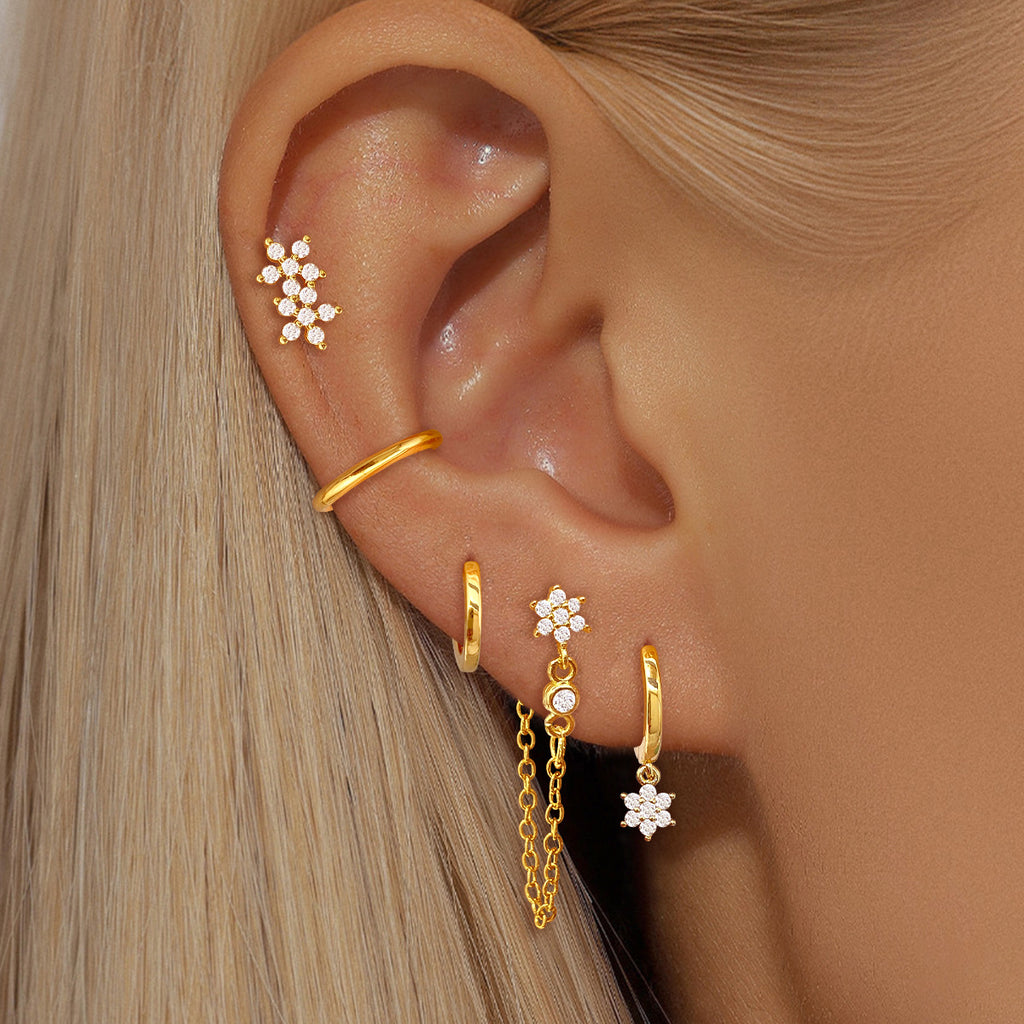 Zircon Inlaid Gold Plated Earrings