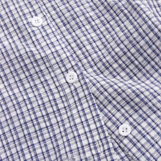 Plaid Color Blocking Slim Fit Shirt