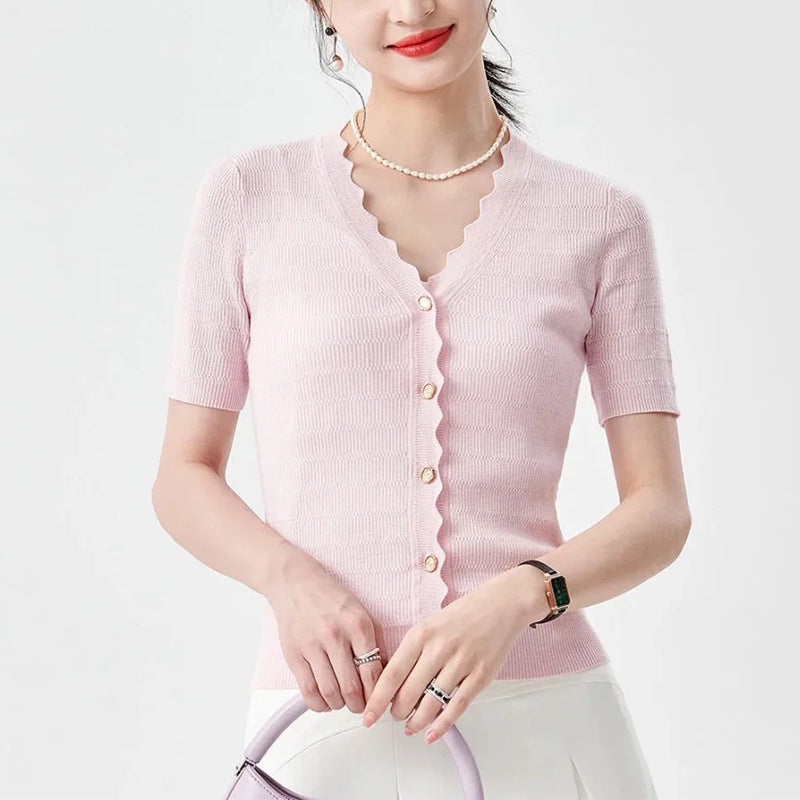Women's Wool Blend V-Neck Short Cardigan Sweater