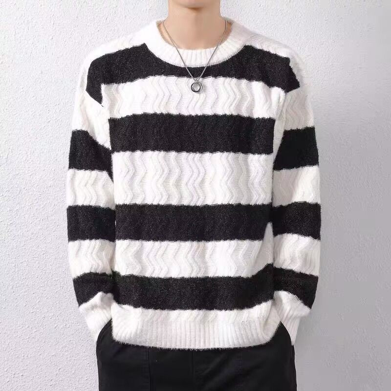 Mens Striped Knit Sweater