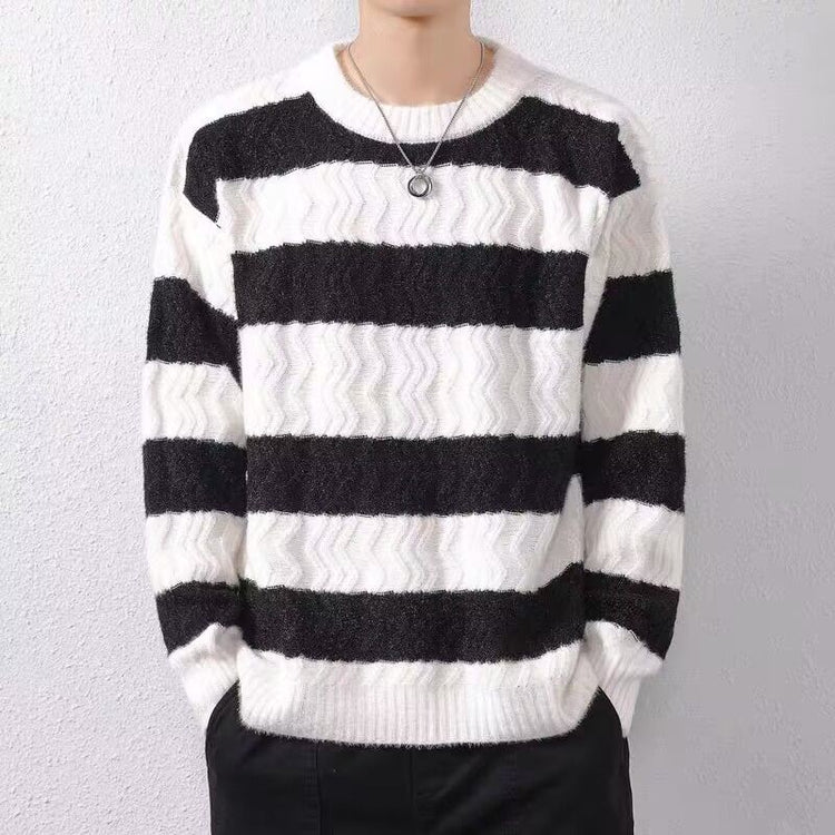 Mens Striped Knit Sweater