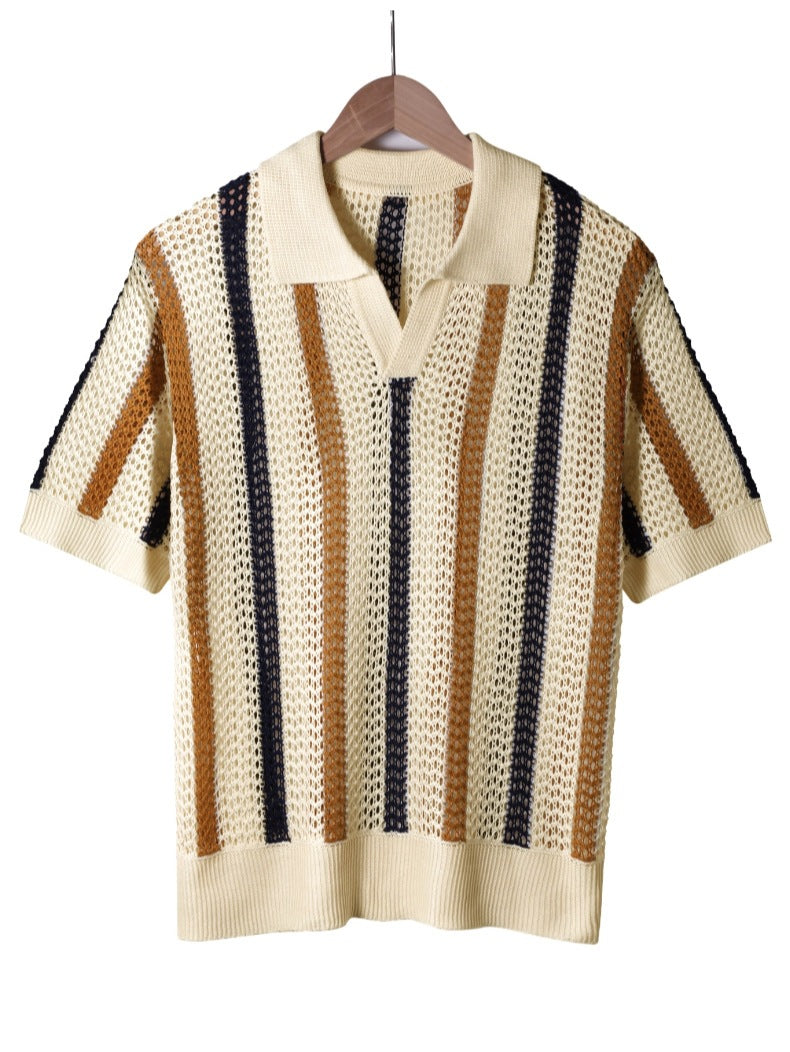 Geometric Color Block Polo Shirt