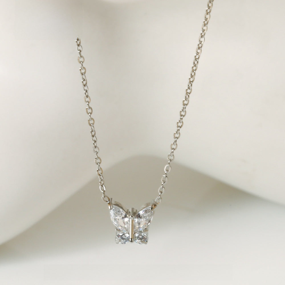 Butterfly Zircon Necklace Gold Plated Jewelry
