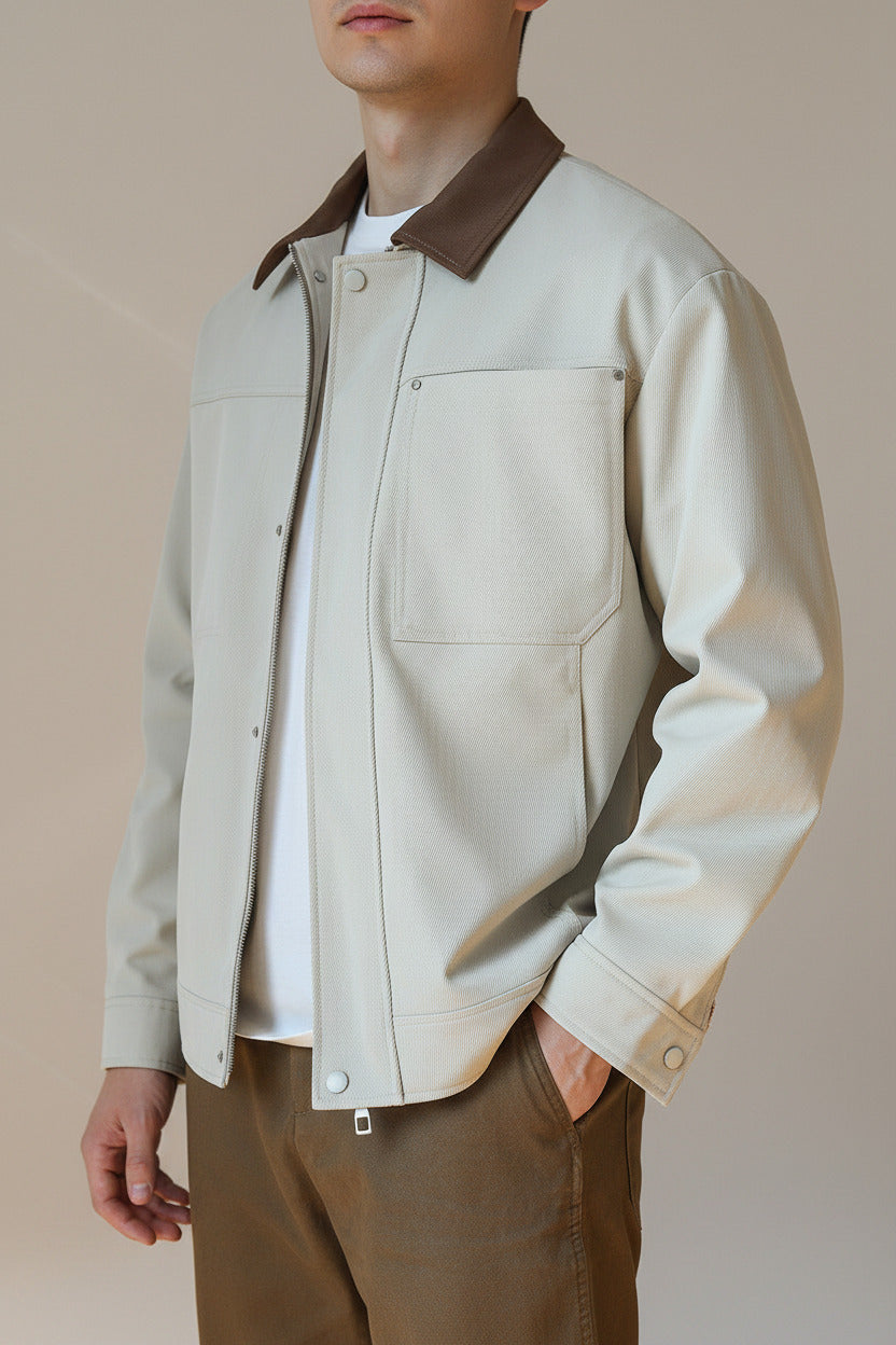 Retro Color Block Lapel Jacket