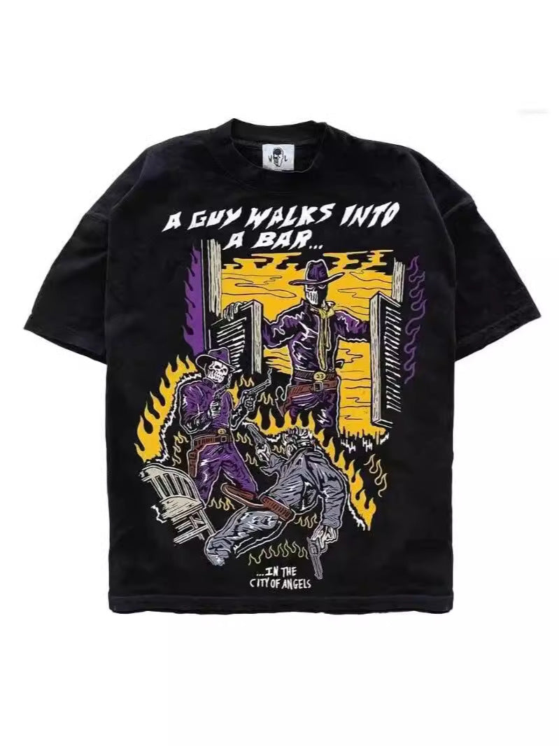 Cotton Loose Fit Cartoon T-Shirt - 100% Cotton, Moisture Wicking
