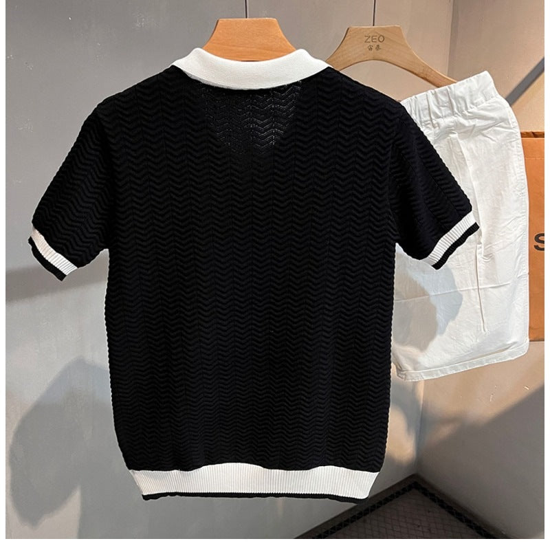 Mens Knitted Casual Polo Shirt