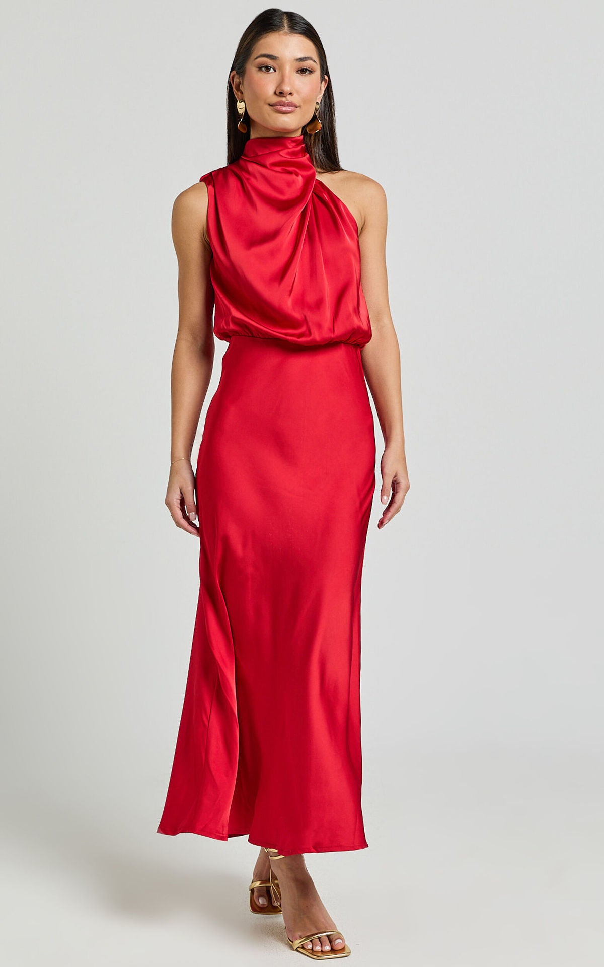 Silken Aura Satin Midi Dress