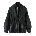 Fashion Turn-Down Collar Leather Jacket