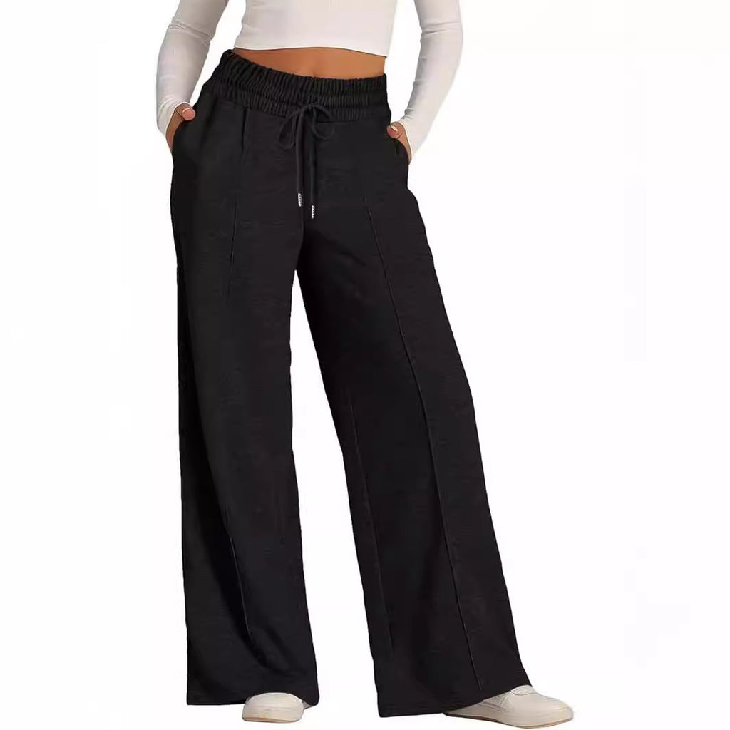 Solid-color casual wide-leg pants