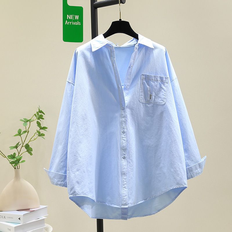 Womens Long Sleeve Casual Shirt Loose Fit Polyester Top
