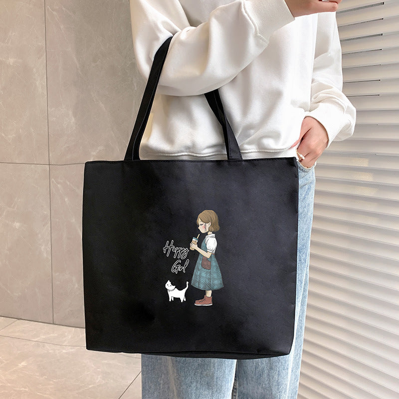 Canvas Tote Bag with Trendy Prints