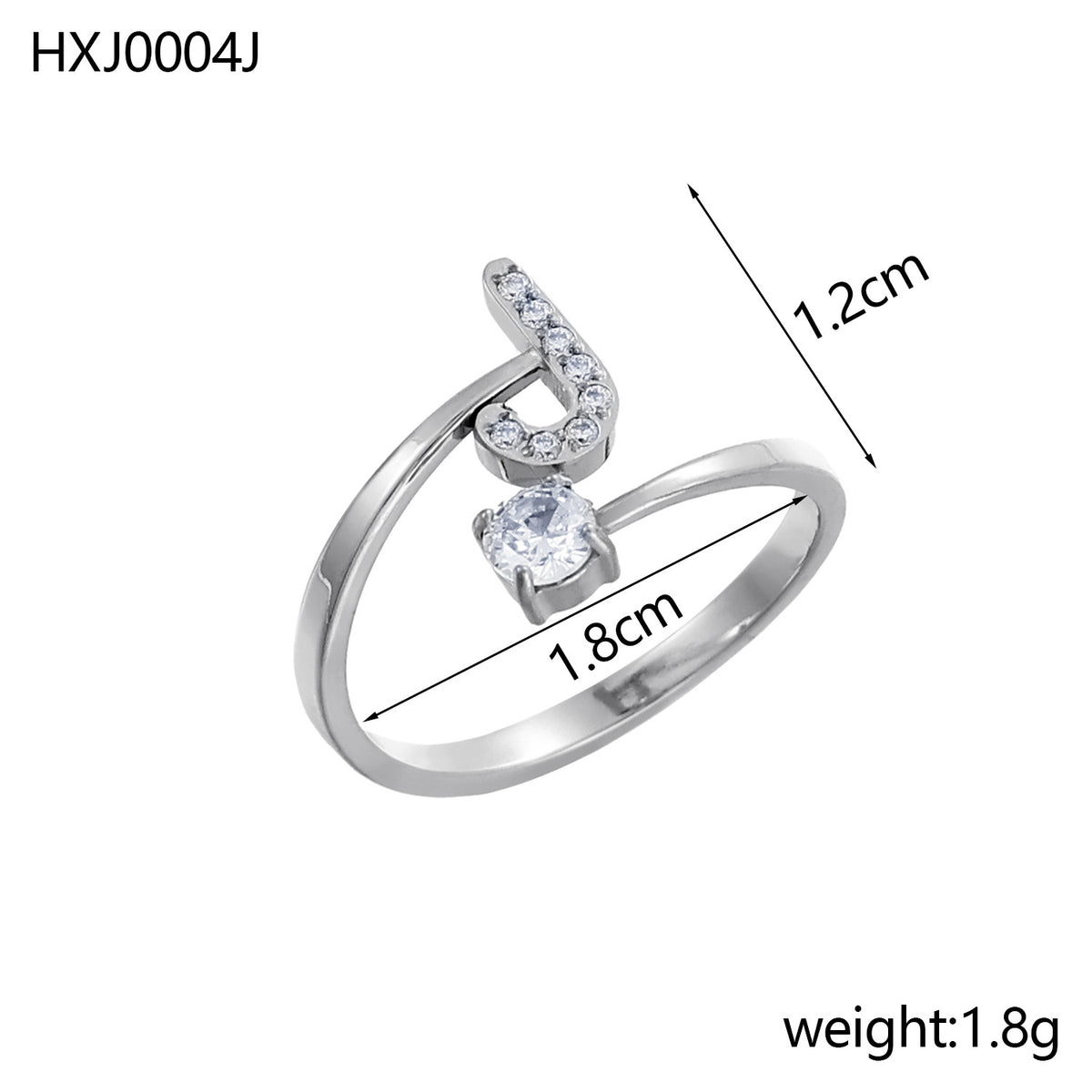 Letter Open Ring with Diamond Accents