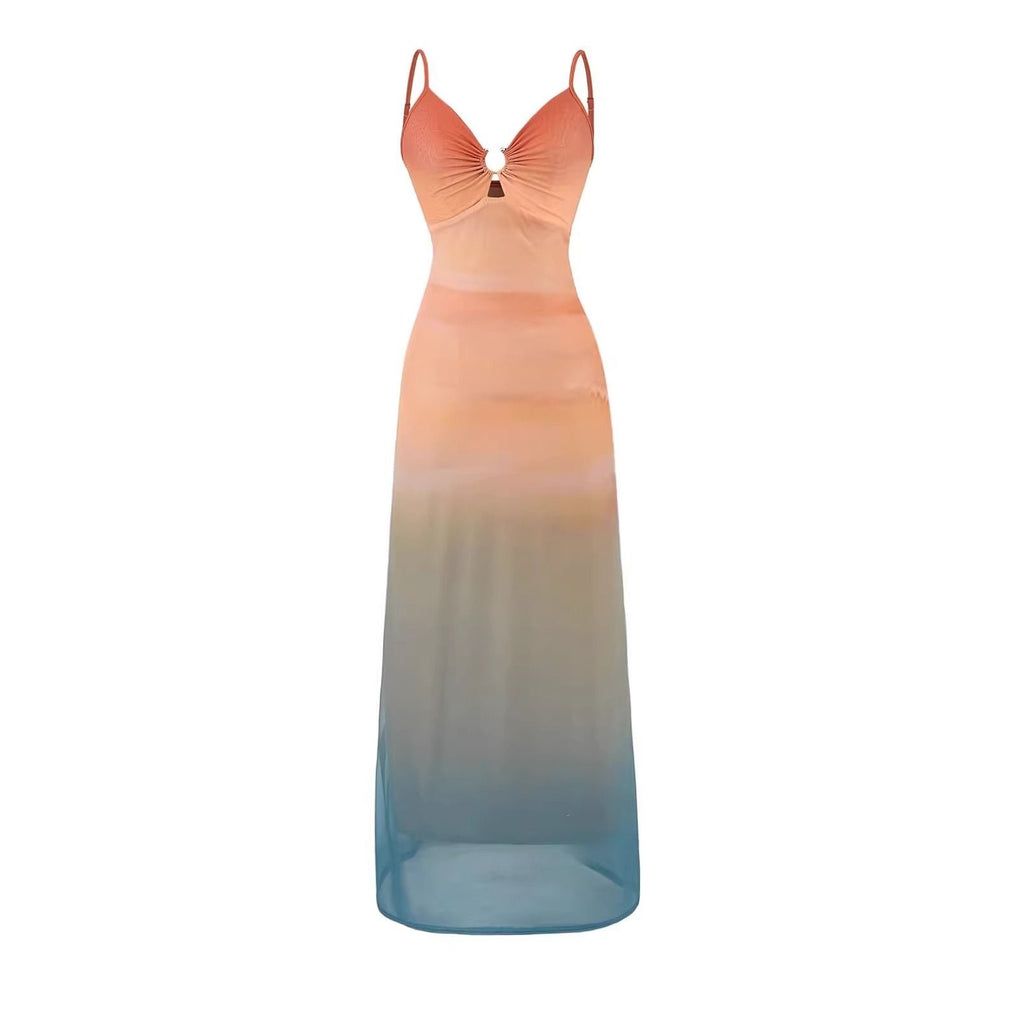 Mesh Deep Neck Suspender Dress