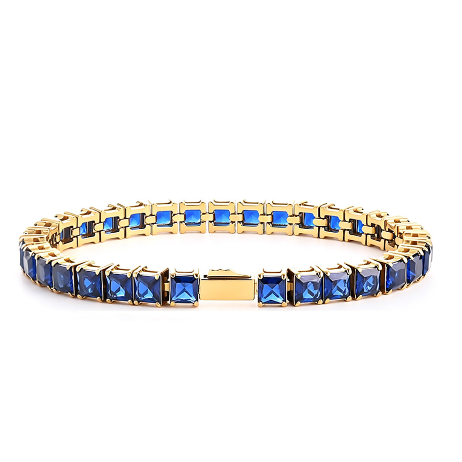 Square blue zircon tennis chain minimalist bracelet