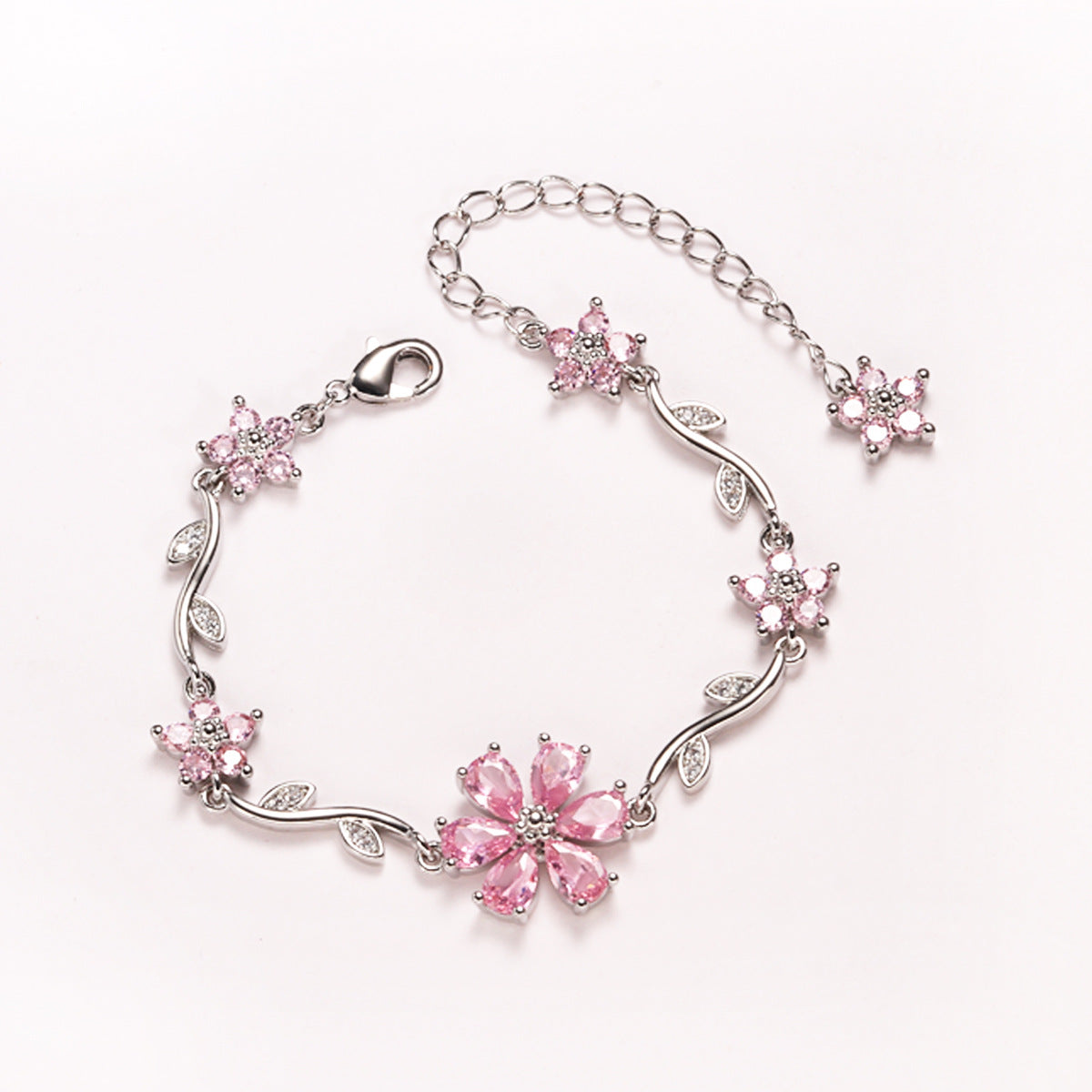 Floral Copper Inlaid Diamond Bracelet