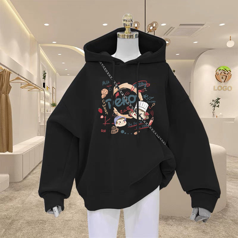 Fleece-lined and thickened sweatshirt