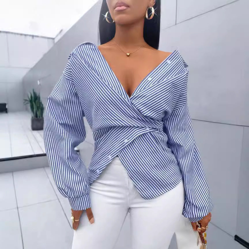 Fashion Striped Long Sleeve Women's Shirt
