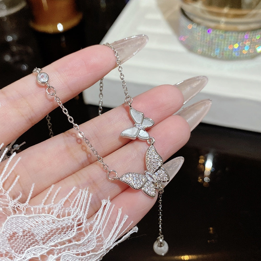 Titanium Steel Zircon Necklace with Geometric Pendant