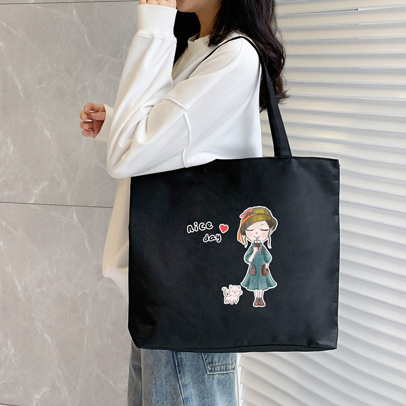 Canvas Tote Bag with Trendy Prints