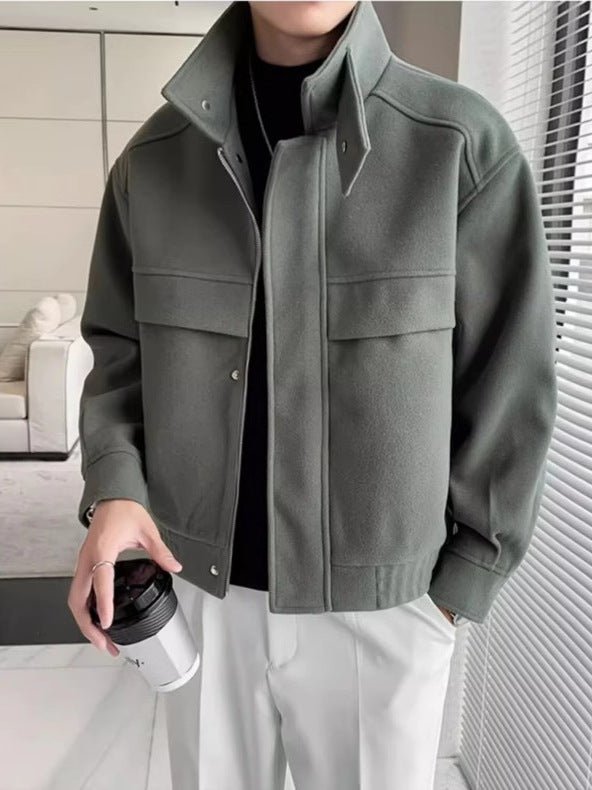 Mens Short Wool Blend Coat