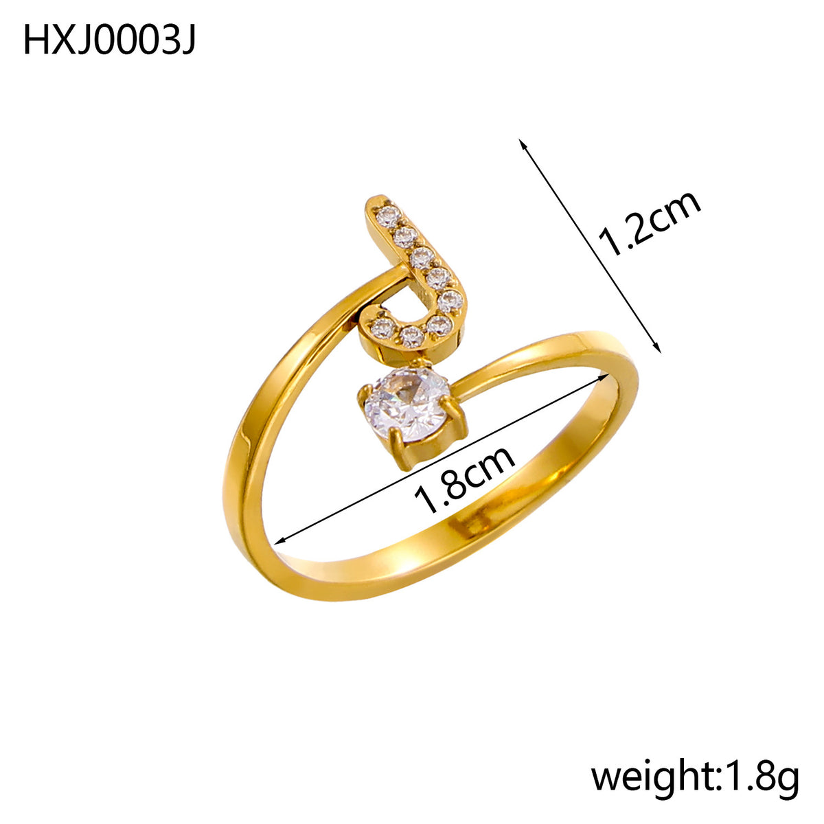 Letter Open Ring with Diamond Accents
