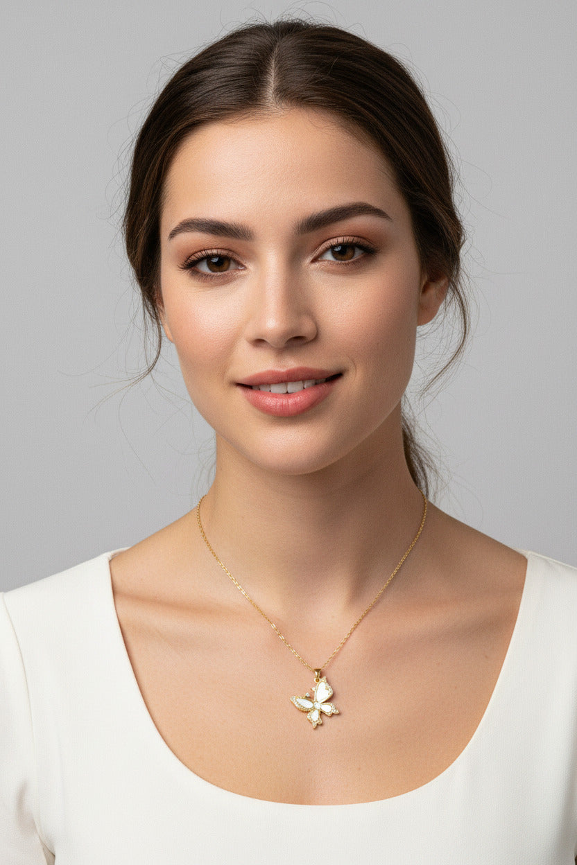 2 pack Butterfly necklace w Gift Box