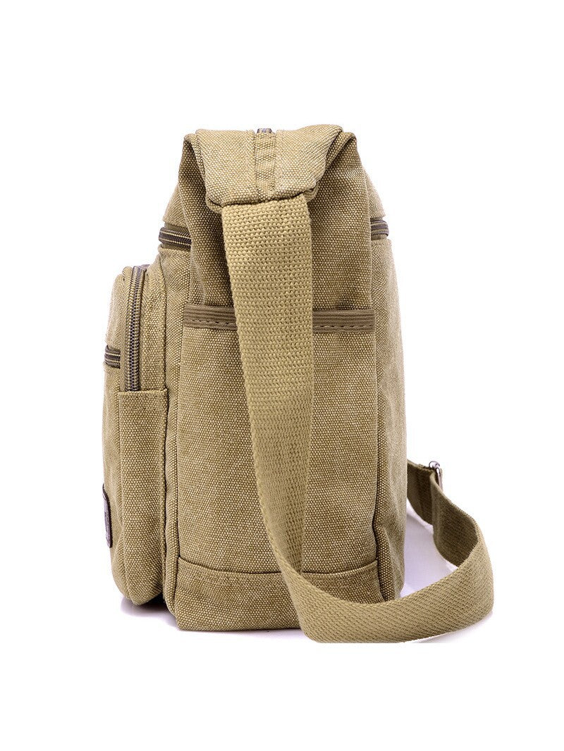 Canvas Crossbody Bag with Multiple Compartments