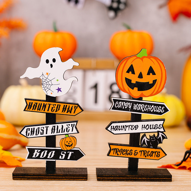 Wooden Ornaments Tree-Shaped Ghost Table