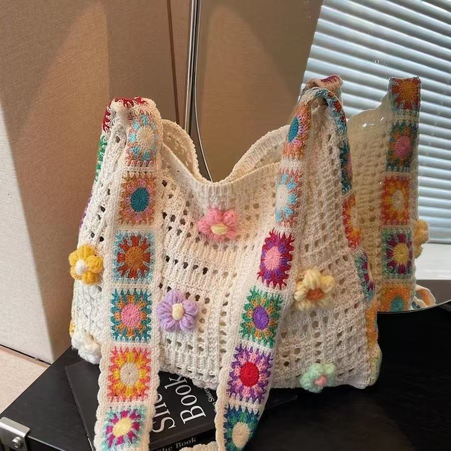 Sqaure Patch Woven Shoulder Bag